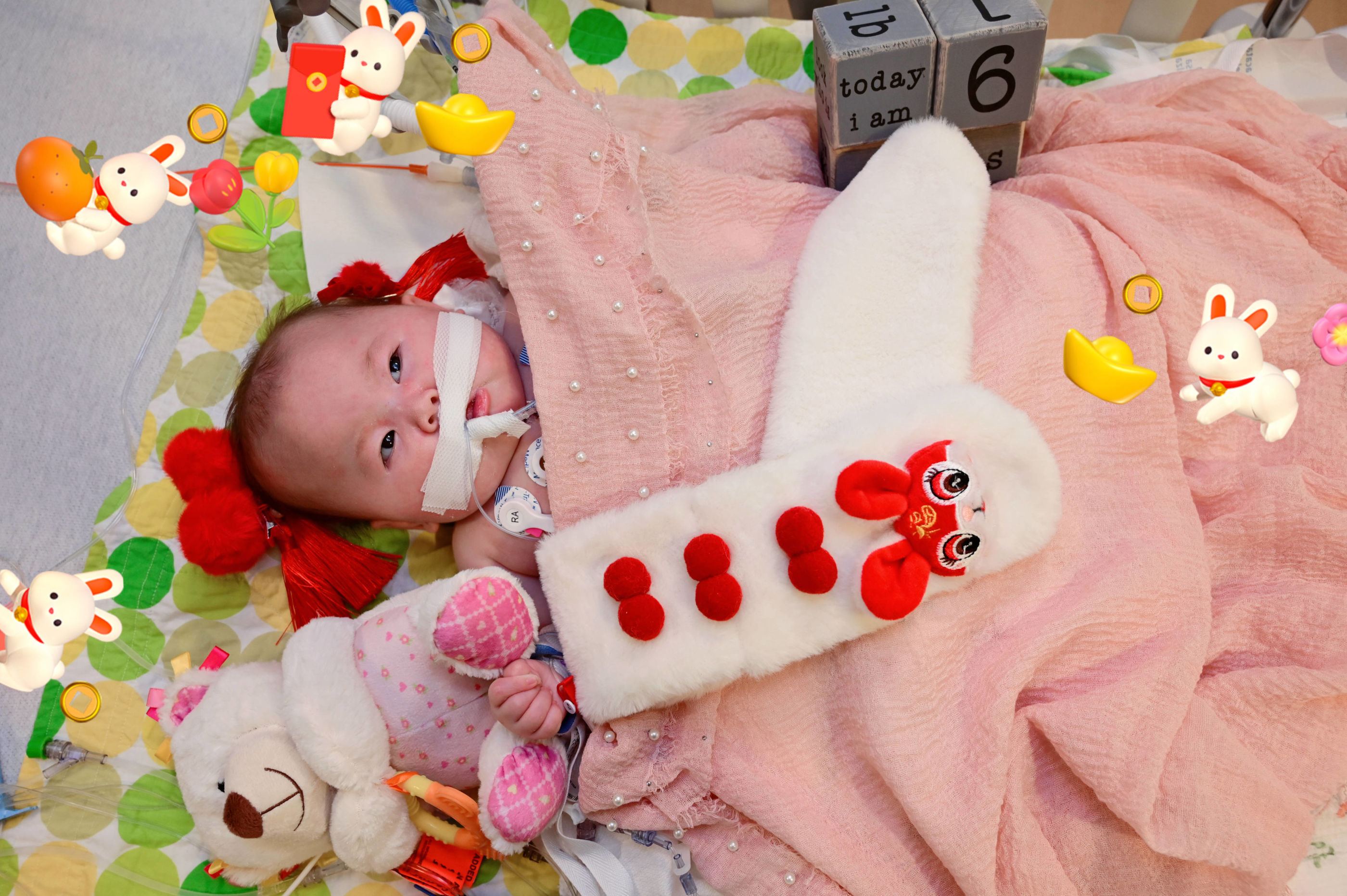 Image of Constance with blocks written 'today I am 6 months'